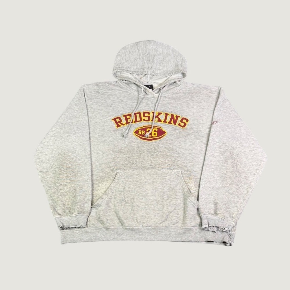 Vintage Reebok NFL Washington Redskins Hoodie Thrashed Gray XL RB 26 Sweatshirt